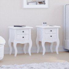 White Bedside Table Nightstand Cabinet 2 Drawer Bedroom Storage Unit Set of 2