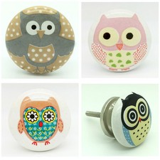 Owls ceramic door knobs - owls,