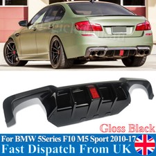 FOR BMW 5SERIES F10 M5 M SPORT REAR DIFFUSER LIP/W LED LIGHT GLOSS BLACK 2010-17