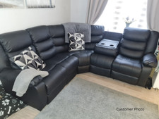 Roma Manual Recliner Leather Corner Sofa Drop Down Cup Holders | Colour Option