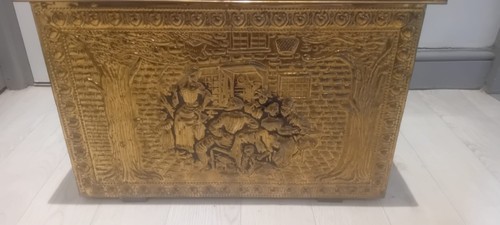 Brass embossed coal box log - brass,