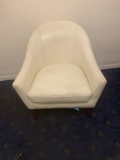 Cream faux leather tub chair - leather,