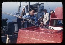 Deep Sea Fishing Boat Pacific Ocean Men 35mm Slide 1940s Red Border Kodachrome