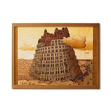 KINOWA Wood Marquetry Kit Tower of Babel II A4 Bruegel Art Handmade Japan New