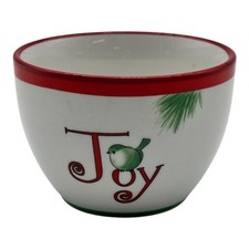 Everyday White Porcelain Bowl Joy with Bird – Christmas Holiday Decor