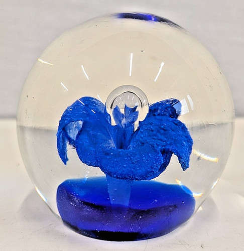 Art glass paperweight cobalt - art,