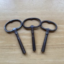Three Antique Steel Clock Winding Keys.  size 6 and two 8’s