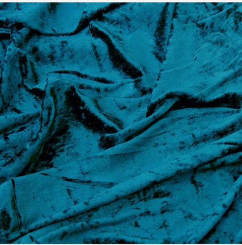 Teal crushed velvet fabric - velvet,