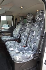Fits Vauxhall Combo 2019 on Tailored Front Waterproof Seat Covers in Grey Camo