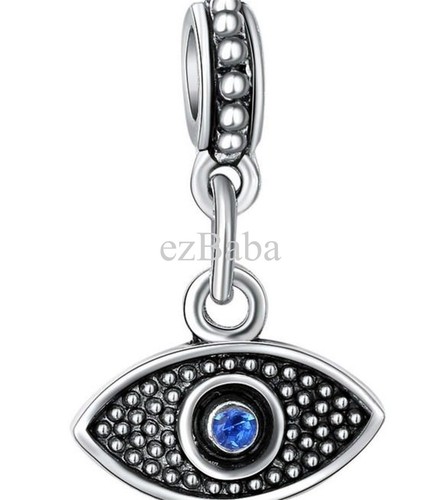 Blue evil eye charm pendant - cz,