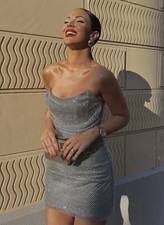 Zara Silver Rhinestone Short