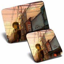 Mouse Mat & Coaster Set - Japanese Anime Girl Cartoon Japan  #45429