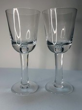 Set of 2 Antique Circa 19th Century Clear Glass Hand Blown Wine Glasses/Goblets