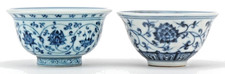 Pair Chinese Blue & White Tea
