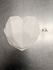 Geometic Heart Silicone Large Mold for Chocolate Resin Or Crafts Cake Decor X2