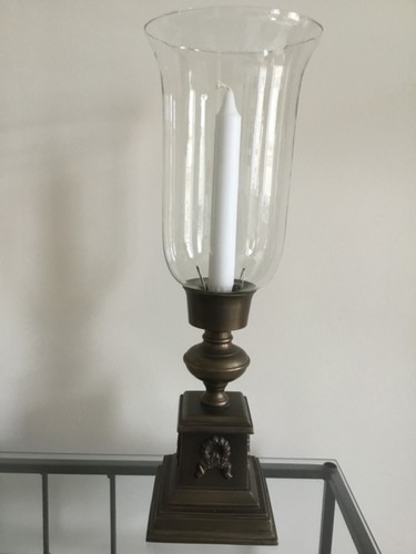 Vintage brass glass candle - glass,