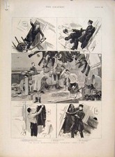 Old Antique Print Naval Manoeuvres Hms Lurcher Ship Sea Cliff Lady 1891 19th