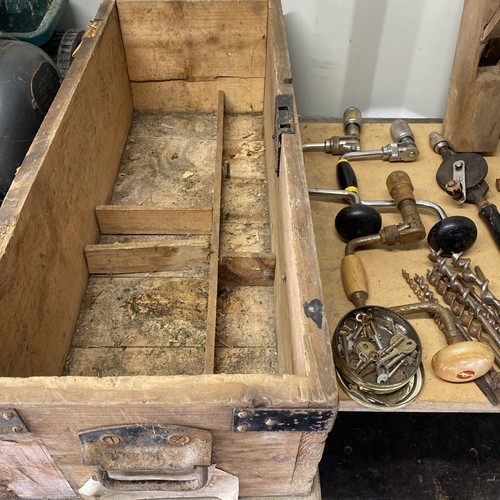 Old joiners wood toolbox with - wood,