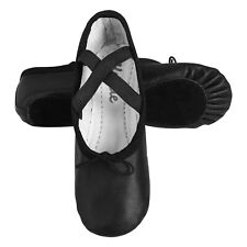 Ballet Dance Shoes for Girls - Black Full Flat Sole - Kids Children Adults Sizes