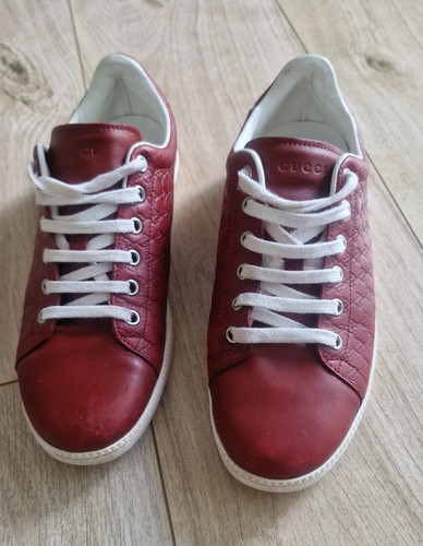 Gucci red leather logo - red,