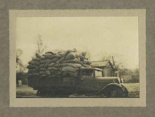Lorry loaded with sacks - lorry,