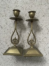 2 Brass Fleur De Les Style Vintage Candlesticks  Pair 8.5 Inch Tall