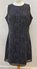 Amaranto Black Grey Print Shift Dress Size 16