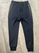 Mckenzie Black Poly Track Pants Size M with gold half side panel zip pockets 