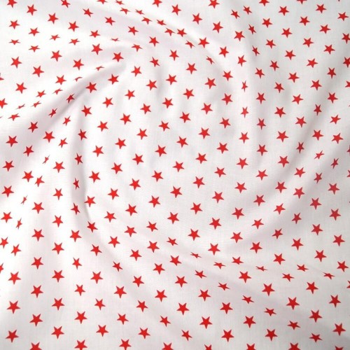 Red star polycotton fabric - red,