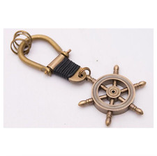 Solid Brass Ship’s Wheel Key Ring – Nautical Maritime-Inspired Keychain Gift