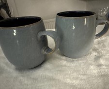 A Pair Of  Used Large Denby Jet  Grey And Black Curved  Mugs( Multi Listing)