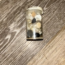 Vintage Rare Buttons Pill Bottle.   Many Ivory Style