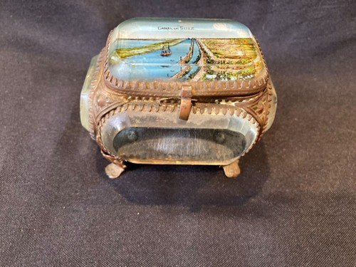 Antique beveled glass trinket - antique,
