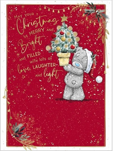 Bear holding christmas tree - holding, up