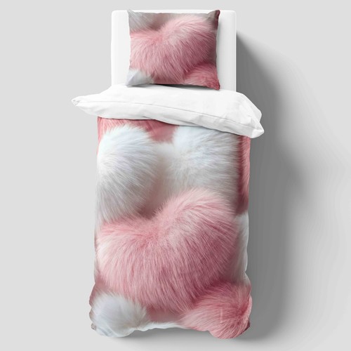 Fluffy pink hearts duvet - pink, cover