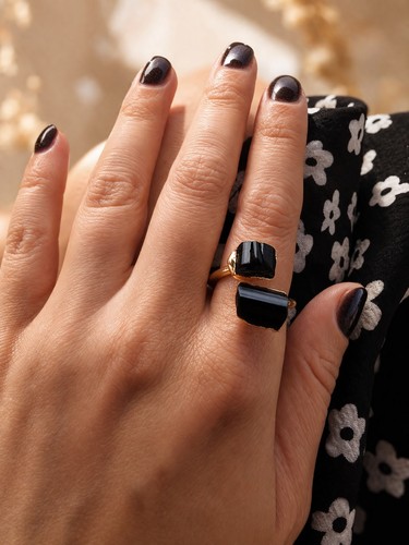 Black tourmaline ring 18k - ring, gold