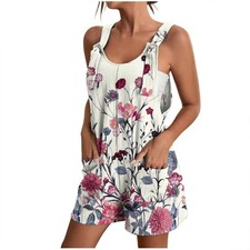 BOHO Ladies PRINT Sleeveless Jumpsuit Shorts Romper Playsuit Dungarees Plus Size