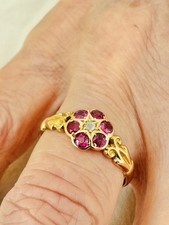 Antique 18k 18ct Gold Ruby &