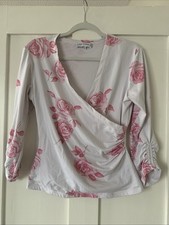 Anne Fontaine Women's L White/Pink Floral Top Long Sleeve 😍