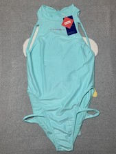 Leohex Womens XXL Light Blue Back Zip One Piece Swimsuit - New with Tags