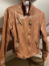 Joe Browns Tan Leather Biker Jacket Size 16 Never Worn