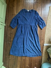 Toast Size 14 Gingham Blue Seersucker Midi Dress