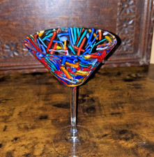 Mexican Hand Blown Brightly Coloured Confetti Martini Margarita Glass