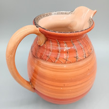 SHELLEY Charlotte Rhead Pottery Stitch Orange & Brown Ringware 5" Pitcher 1930's