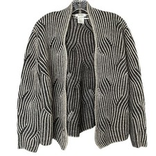 Bartolini Wool Alpaca Blend Cardigan Women's S Textured Open Front Gray Black