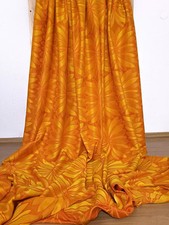 2 vintage fabric curtains orange mustard yellow abstract 70s Mid Century 97"x45"