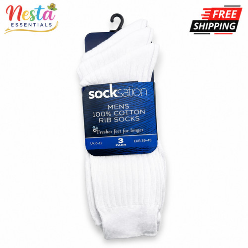 Men 100 cotton white - white, socks