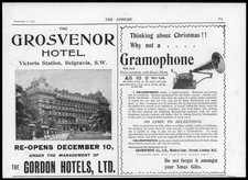 1900 ADVERTISING The Grosvenor Hotel Belgravia Gramophone Brass Horn  (41)