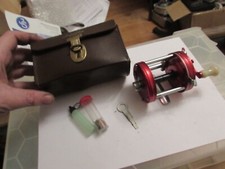 excellent abu sweden ambassadeur 6000 multiplier sea fishing reel + case etc