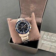 Bulova Marine Star 98B301 Men's Blue Dial six-hand chronograph Quartz Watch 45MM